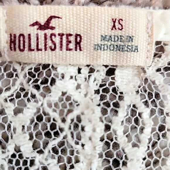 EC HOLLISTER BOHO CREAM LACE LONG SLEEVE CROP TOP. SZ. XL - Picture 4 of 5